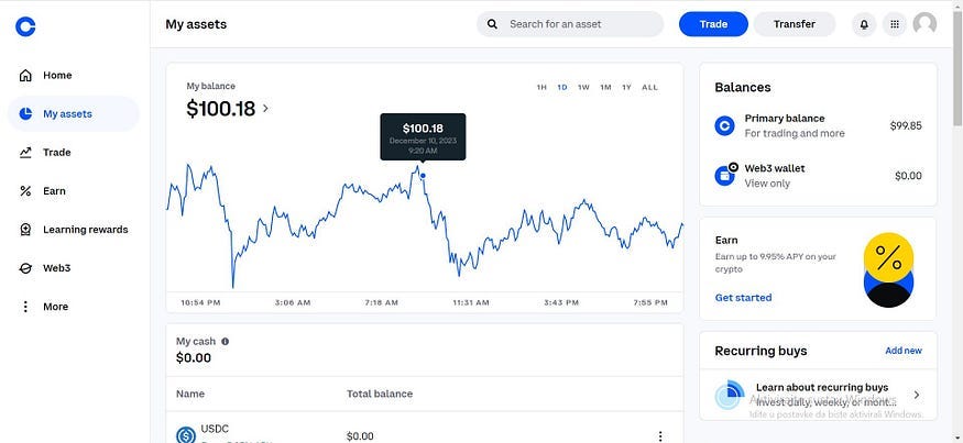 This is a screenshot of my earnings on Coinbase
