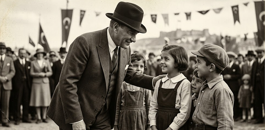 Görsel 1: (Mustafa Kemal Atatürk ve Çocuklar)