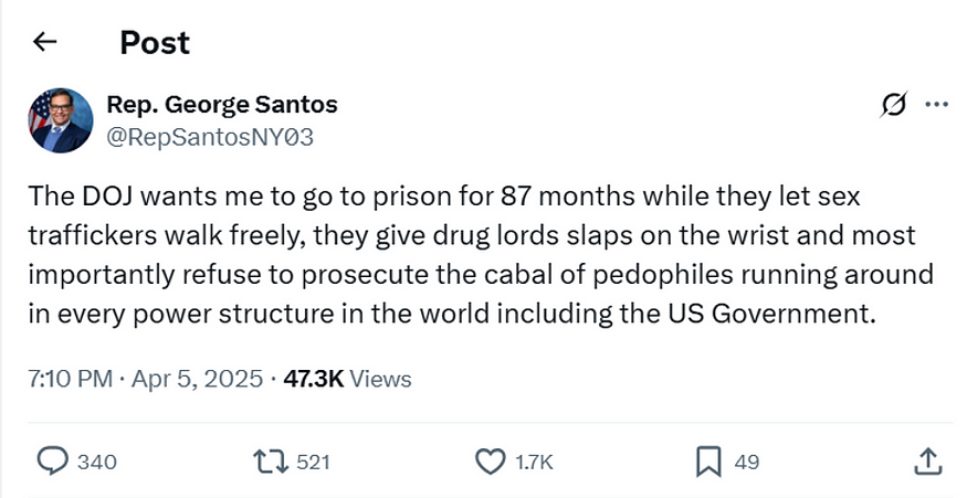 A post on X by George Santos