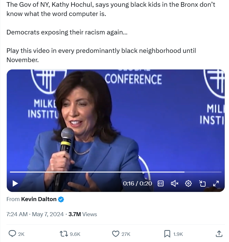 A post on X by Governor Hotchul