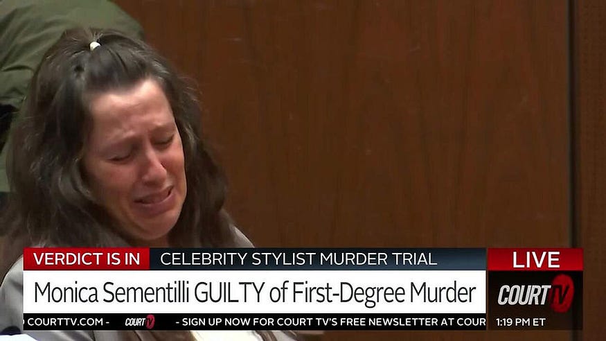 Monica Sementilli crying upon hearing her verdict in court