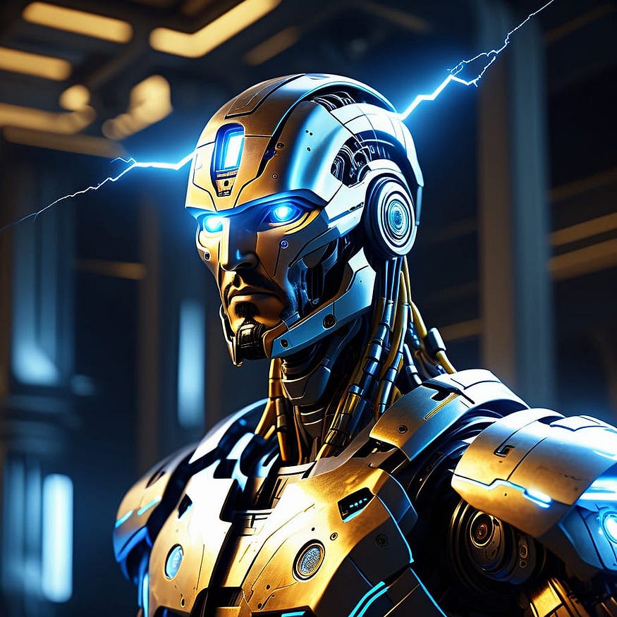 There is a robot with AI in this picture
