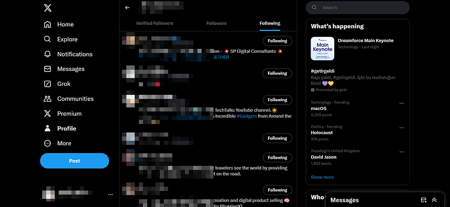 Mass unfollow on