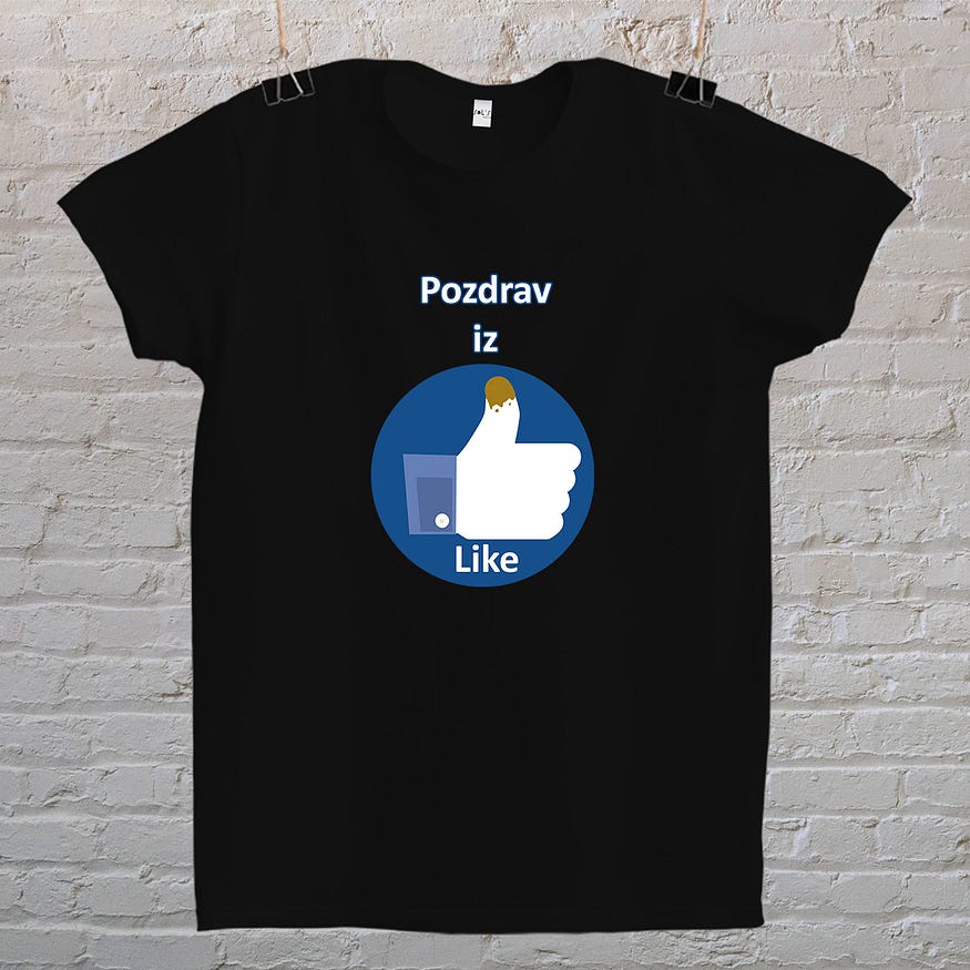 Picture of a black T-shirt with something written on it