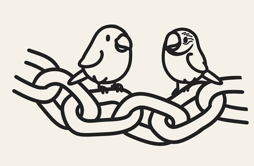 Two stochastic parrots sitting on a chain of large language models: LangChain