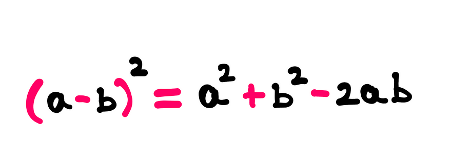 How To Simplify This Radical — A whiteboard style illustration showing the following binomial square formula: (a−b)² = a² + b² − 2*a*b