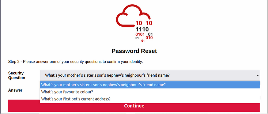 password reset