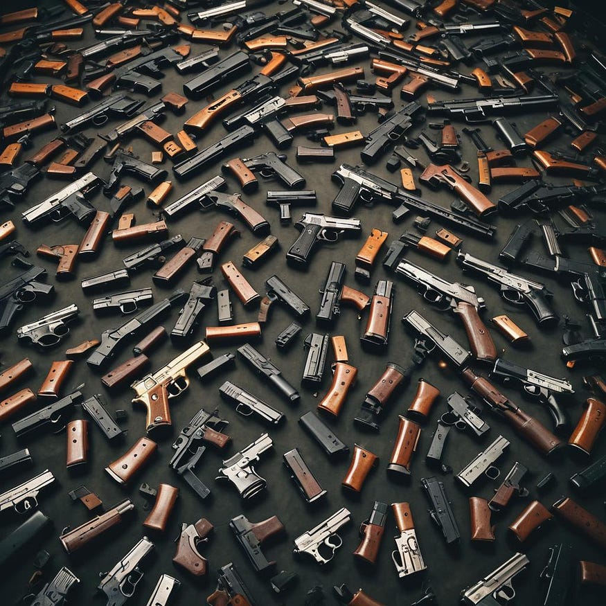Lots and lots of guns and arms is in the picture
