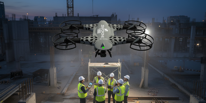 Drone supporting emergency response on construction site