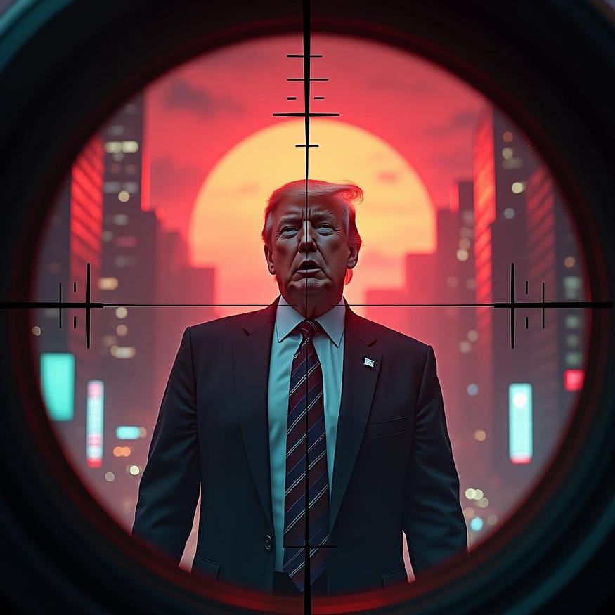 President Trump is all in awe as they look at him through the scope of a sniper