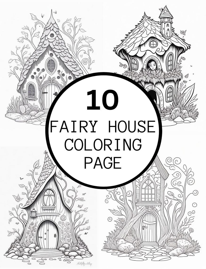 Fairy Houses Coloring Page
