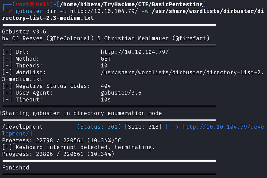 gobuster for directory finding