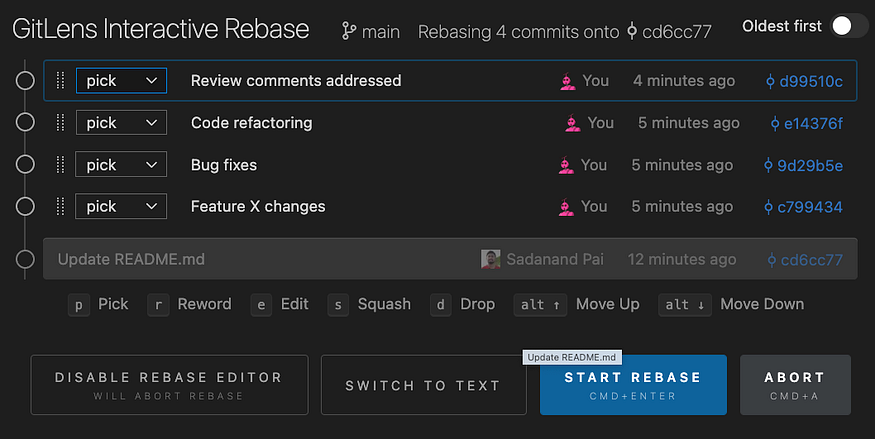 Git Rebase view