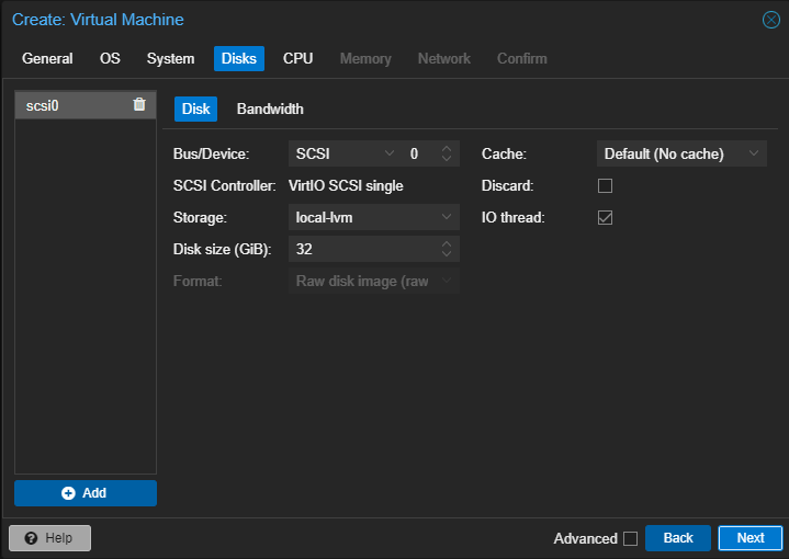Proxmox Create VM Disks