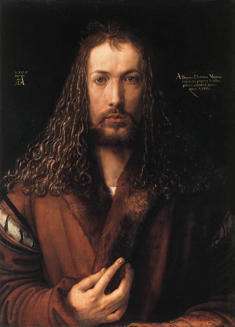 阿爾布雷希特·杜勒(Albrecht Dürer)的自畫像,現代藝術史提到文藝復興一定會放的一張圖。