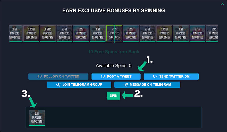second step to get no deposit bonus