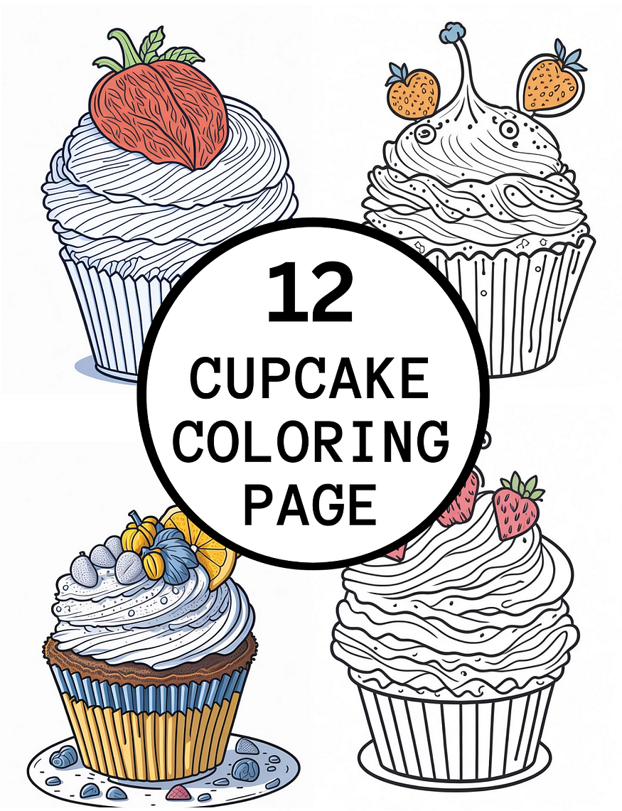Sweet Cupcakes Coloring Page
