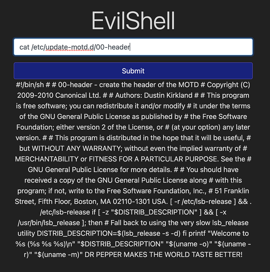 evil shell motd file