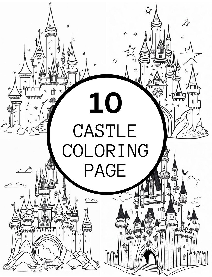 Majestic Castles Coloring Page
