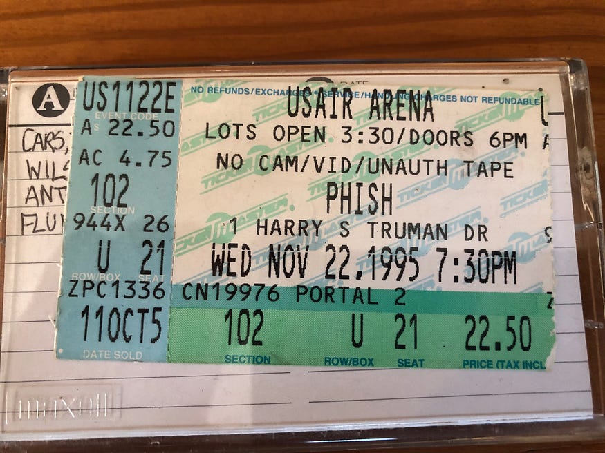 Ticket stub and audience recorded cassette
