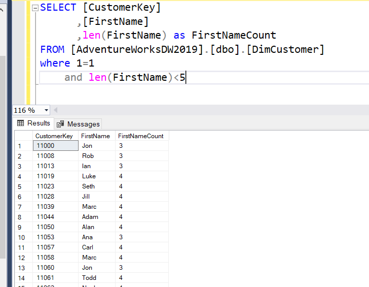 SQL Len Fonksiyonu Kullanımı – SQL Server – Kaan Gümüş