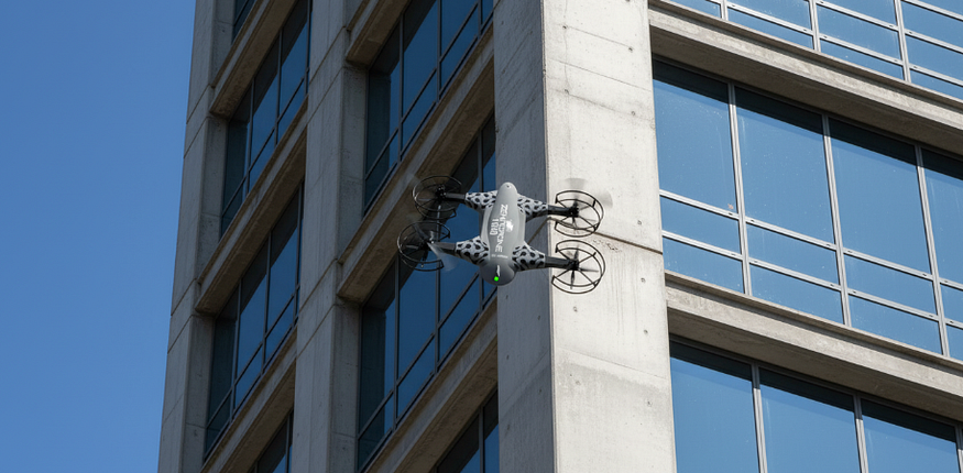 Drone inspecting hard-to-reach construction areas safely
