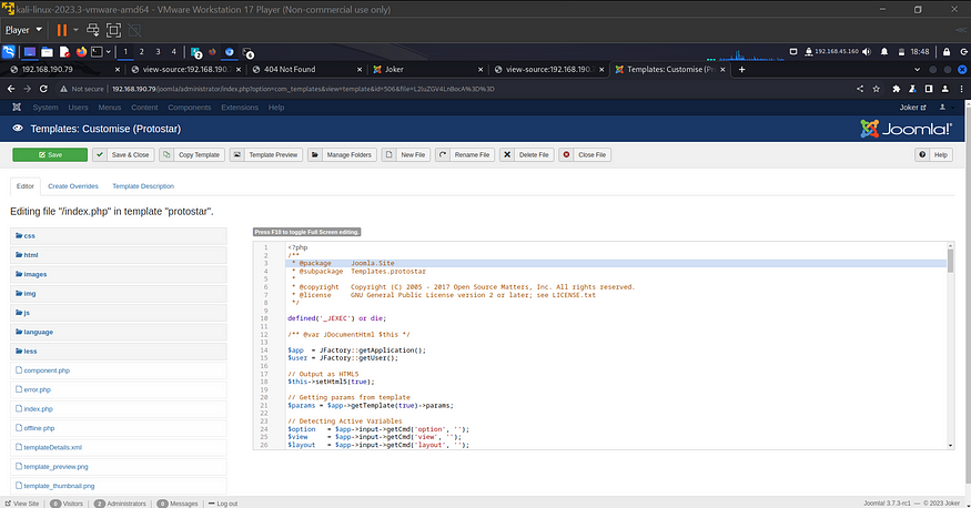 joomla rev shell