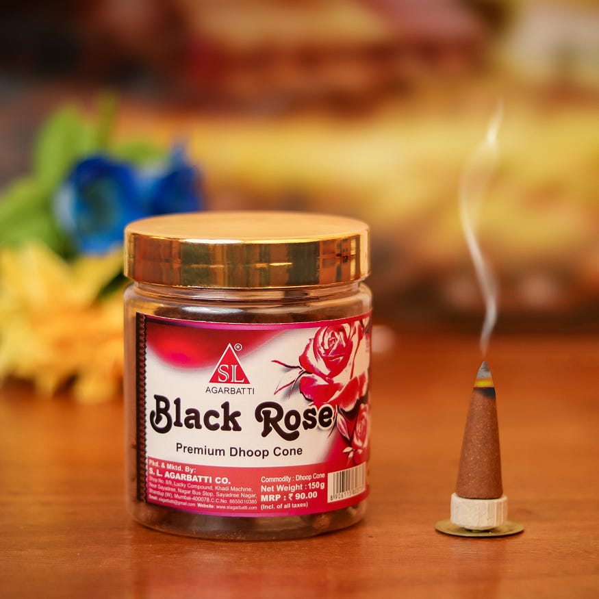 Black rose Premium Dhoop Cone. SL Agarbatti