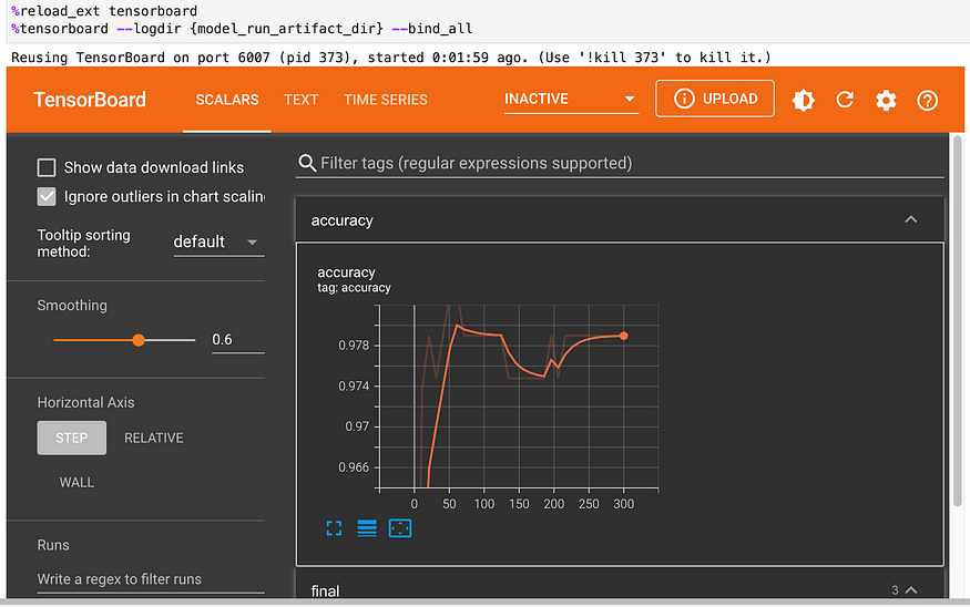Tensorbard for lastest trained model