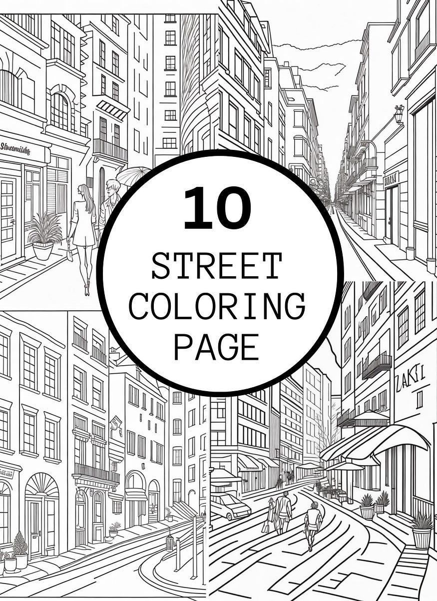 Bustling City Streets Coloring Page