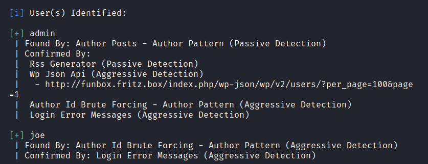 wpscan found 2 user