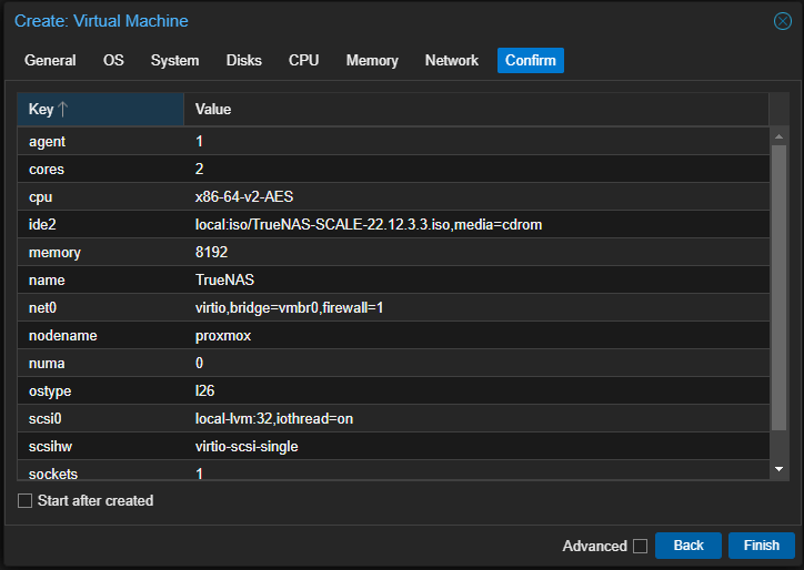 Proxmox Create VM Confirm