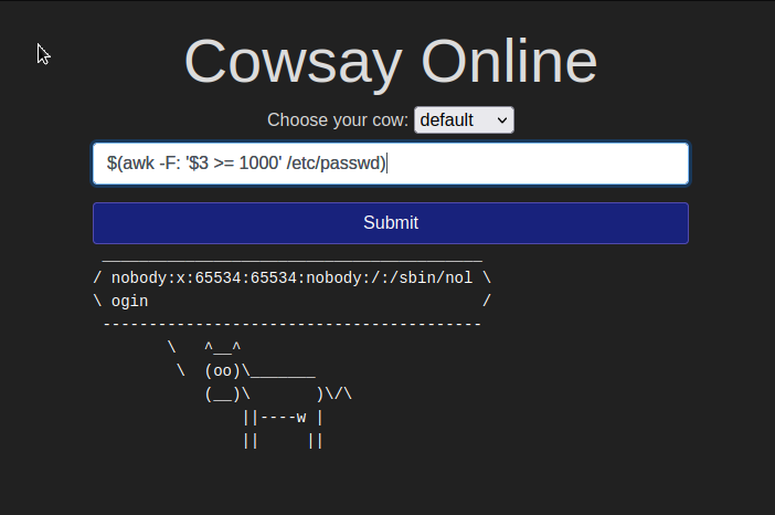 read /etc/passwd file