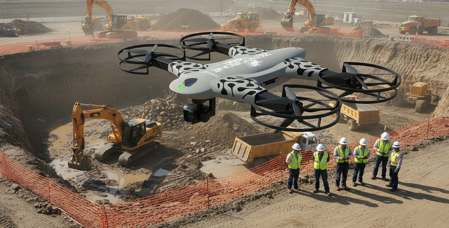 Drone monitoring hazardous construction zones