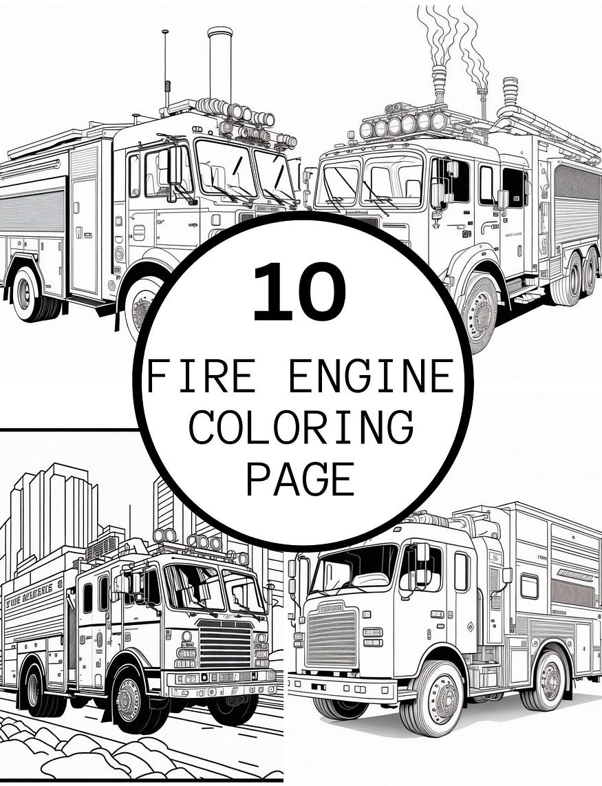 Fire Trucks Coloring Page