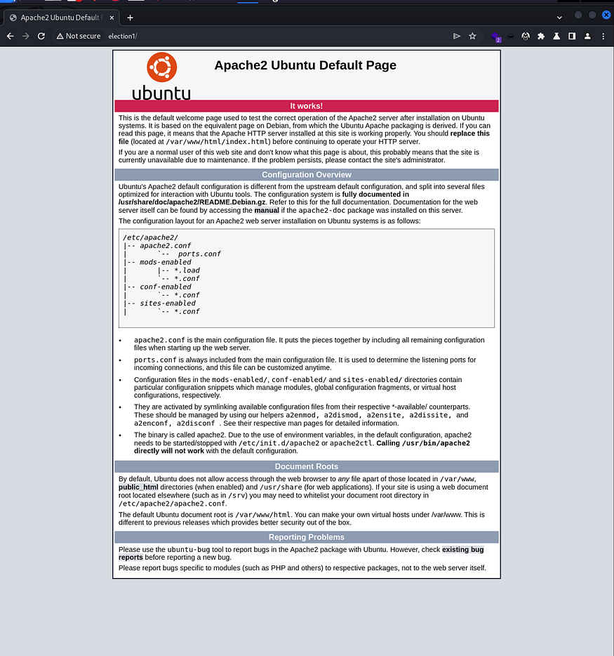 default Apache web page