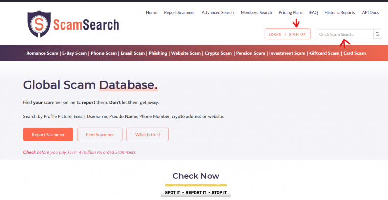 scam search for find social media
