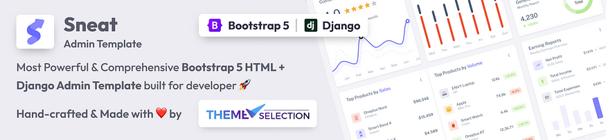Sneat bootstrap django admin template