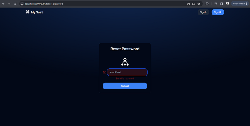 forgot password form page