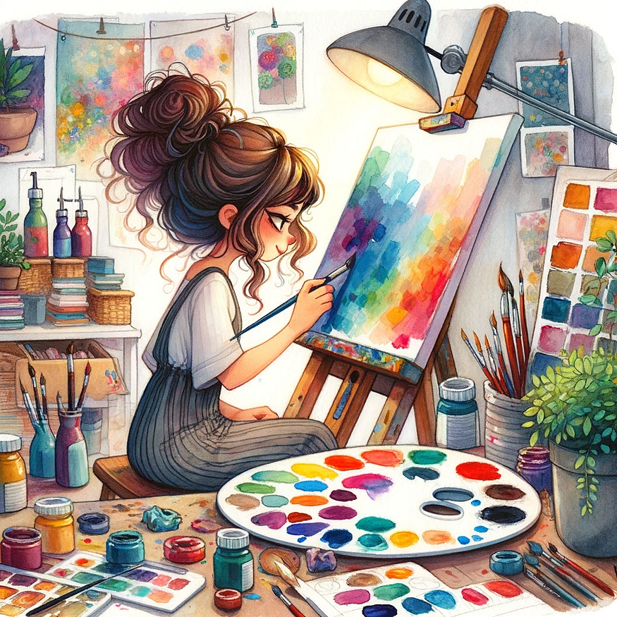 Bia, em seu ateliê.