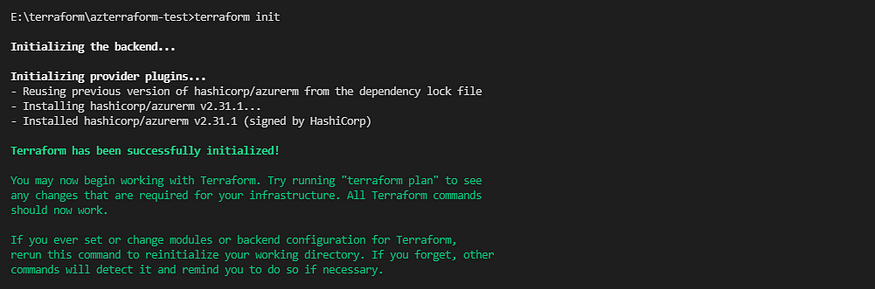 Terraform init command