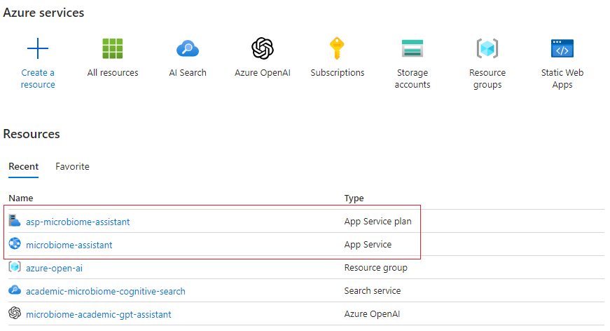 'App Service plan’ and ‘App Service’ were successfully created