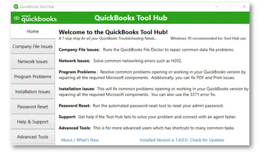 QuickBooks Tool HUb Issue