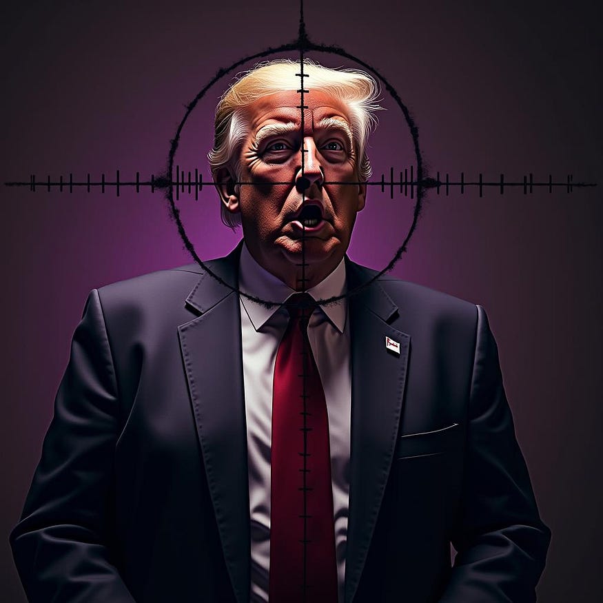President Trump is all in awe as they look at him through the scope of a sniper