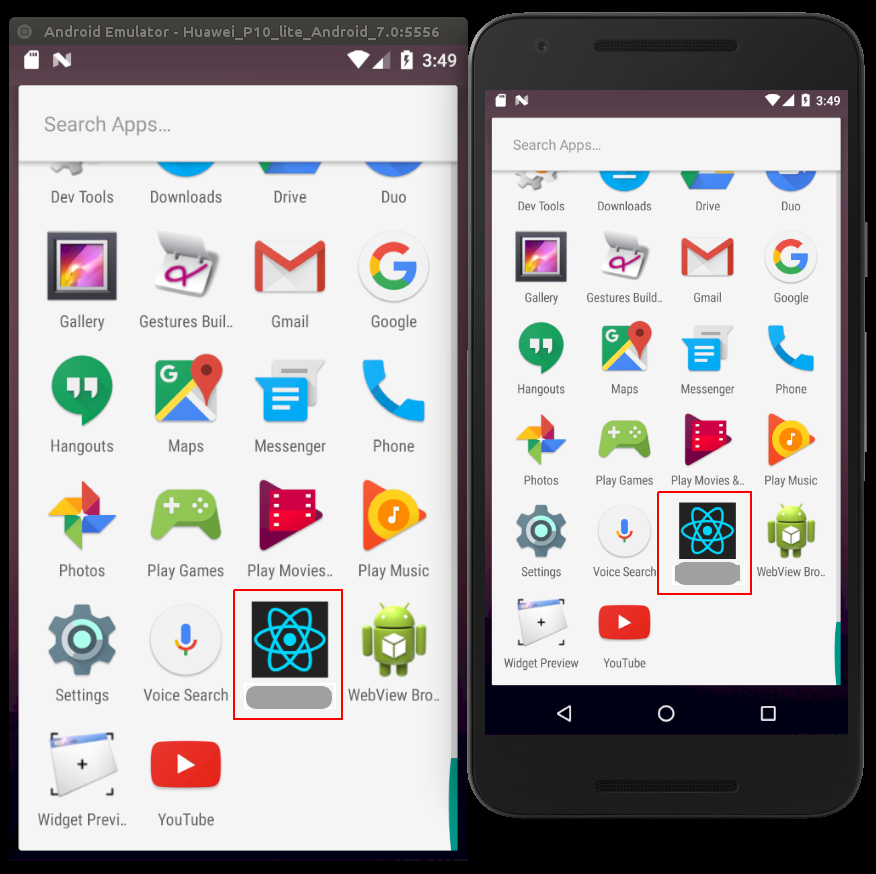 Image 5: Sample application with newly added launch icons as shown in Android menu