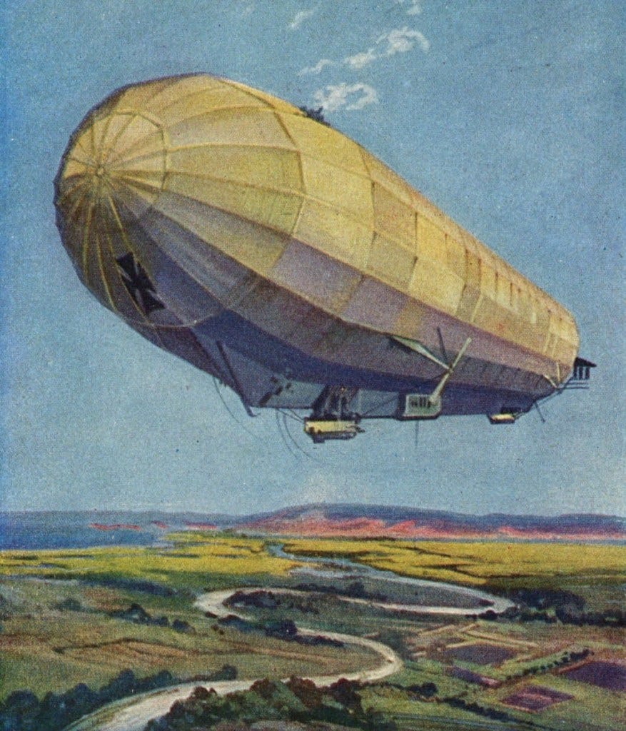 Prior to the war, Zeppelins were luxury airliners, painting by Hans Rudolf Schulze (1870–1951)