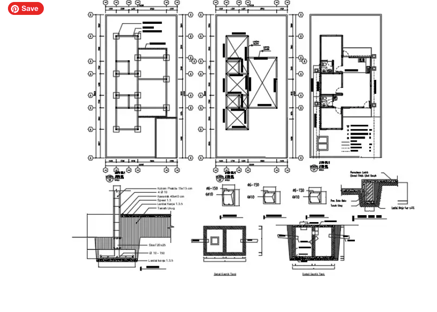 10x20m house plan structural AutoCAD drawing - Cadbull - Medium