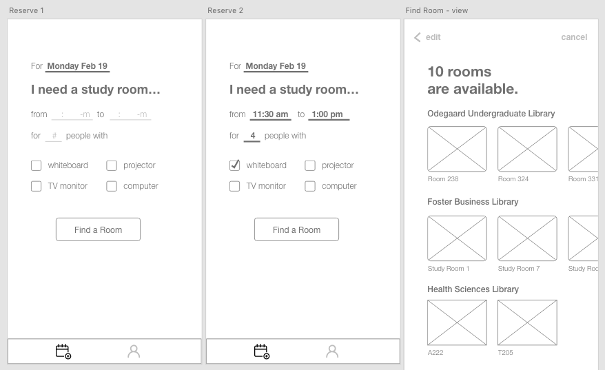A7 — Library Reservations Wireframe Prototype by Tiffany Lan Medium