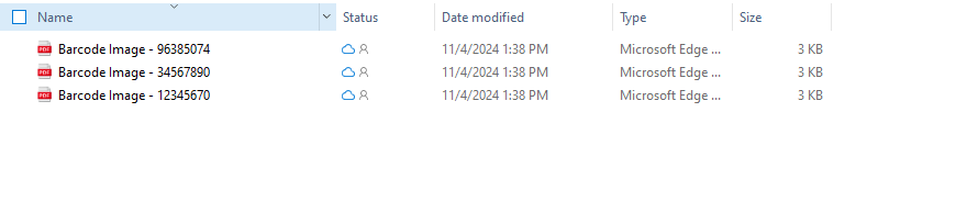Check the target folder for barcode PDFs