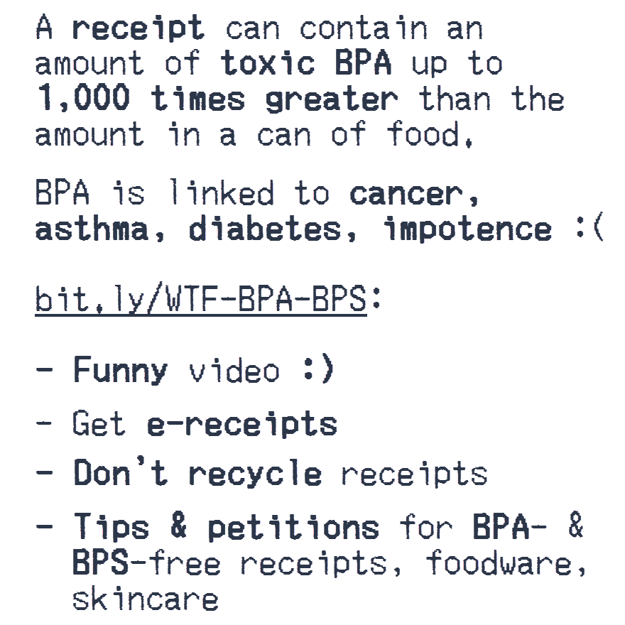 WTF! How to avoid toxic BPA & BPS in receipts, drink/food cans, plastic,  skincare, tickets, by Jessian Choy, She/Woman #NotGuys #NotAGirl